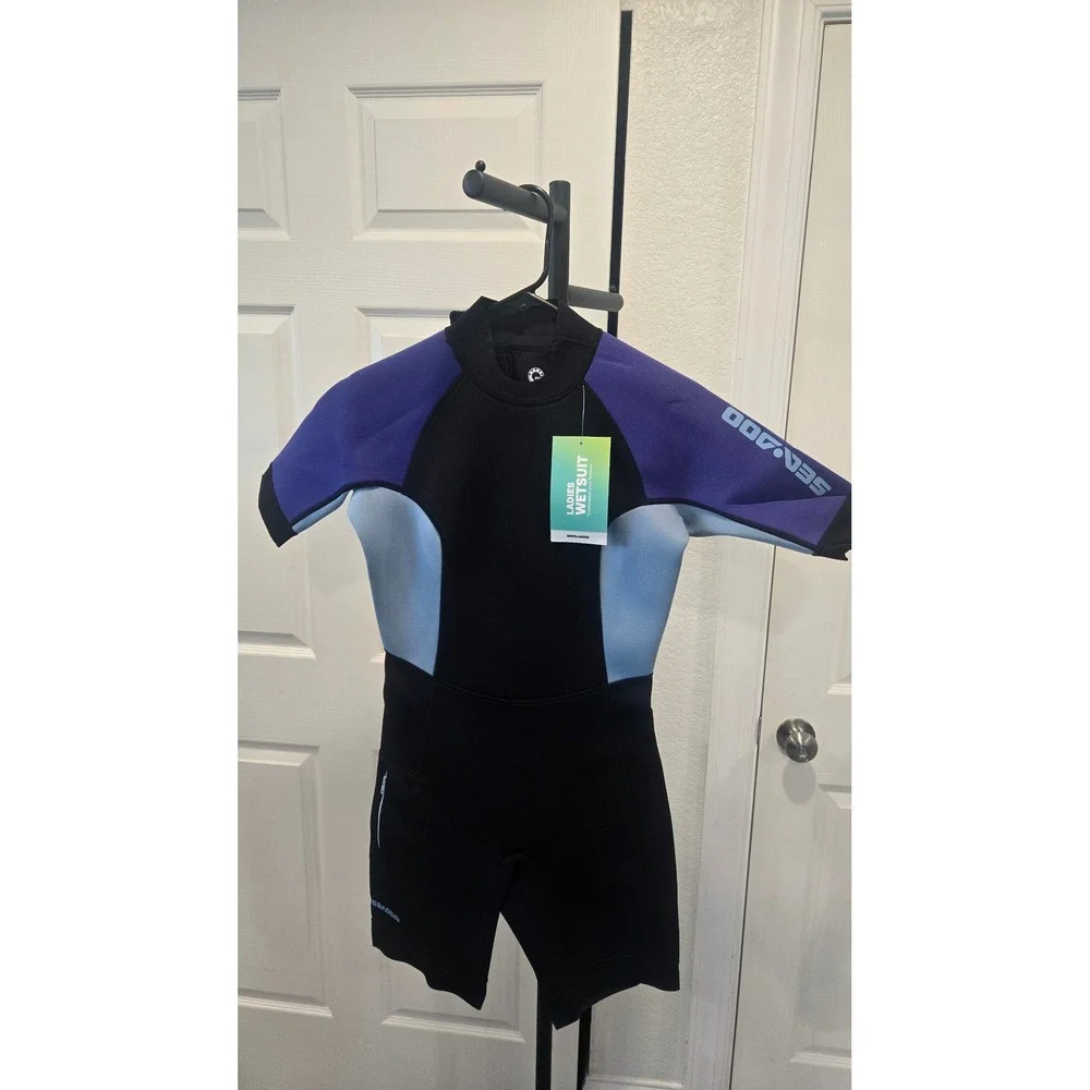 Sea-Doo Exotic Shorty Wetsuit Ladies S Deep Purple 3mm Neoprene Springsuit New